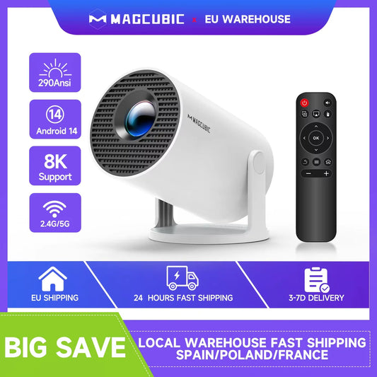 Projecteur Portable LED 720p Android 14 Wi-Fi 6