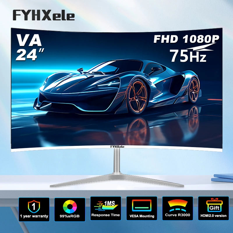 Écran PC Courbe 24" Full HD 75 Hz Sans Bordure