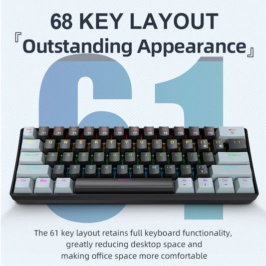 Clavier Mécanique 60% 61 Touches RGB Filaire Gaming
